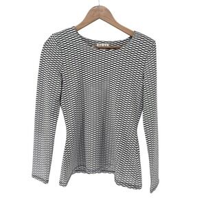 Reiss Bowen Black and White Patterned Long Sleeve Top Small Workwear